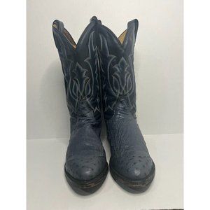 Western Black Tony Lama Boots Blue Stitching Size 7EE New In Box